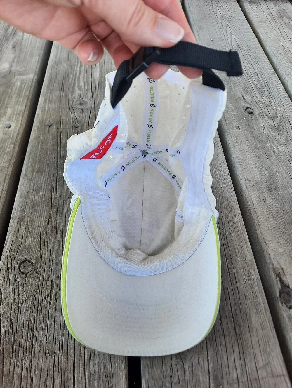 Peloton Exercise Off-White Vented Nylon Adjustable Hat Unisex OS *FLAWED*